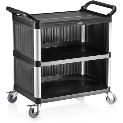 Biradlı Brd-53 Plastik Monoblok Servis Arabası Siyah 520X960X1070 cm