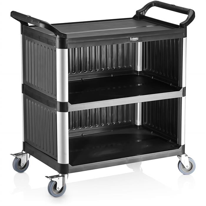 Biradlı Brd-53 Plastik Monoblok Servis Arabası Siyah 520X960X1070 cm