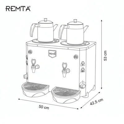 Remta DE15 2 Demlikli Mini Jumbo 9+9 lt Çay Ocağı