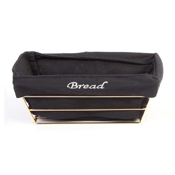 Biradlı Brd-Hw182-Altın Siyah Bezli Dikdörtgen Ekmek Sepeti Altın Telli 22X16X7,5 Cm