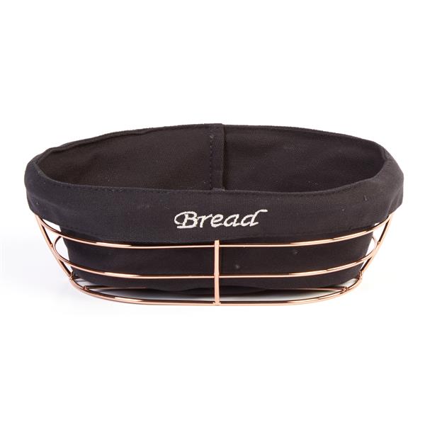 Biradlı Brd-Hw186-Bakır Siyah Bezli Oval Ekmek Sepeti Bakır Telli 26X17X6,5 Cm