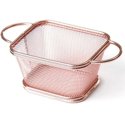 Biradlı Brd-St05-B Patates Sunum Dikdörtgen Çift Kulp Bakır Renk 10x8,5x6,5 Cm