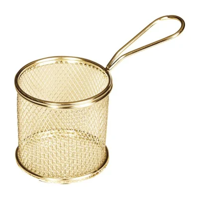 Biradlı Brd-Yq02-A Patates Sunum Yuvarlak Altın 9x8,5 Cm