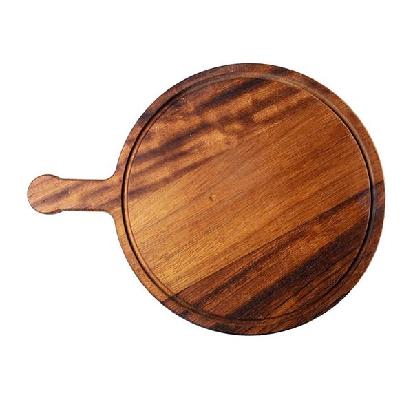 Biradlı Grv-1796 İroko Kulplu Pizza Tahtası 32 Cm