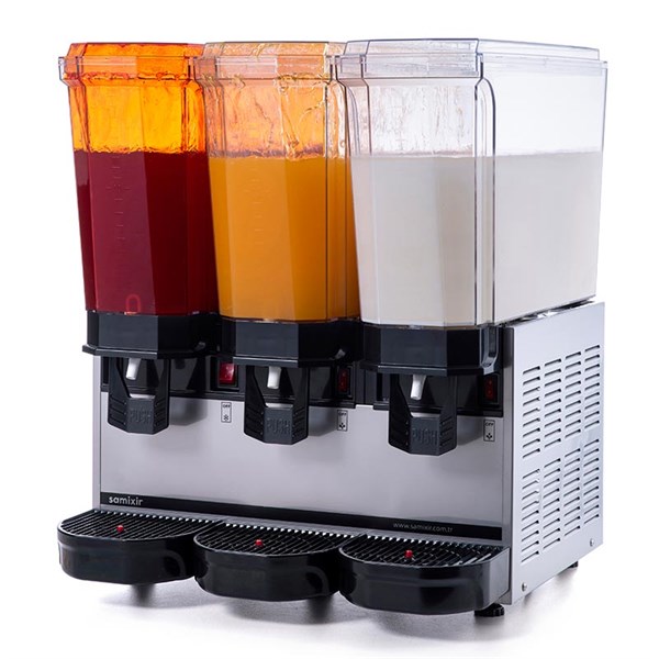 Samixir 20 + 20 + 20 L Klasik Triple Fıskiyeli + Fıskiyeli + Karıştırıcılı Soğuk İçecek Dispenseri Inox