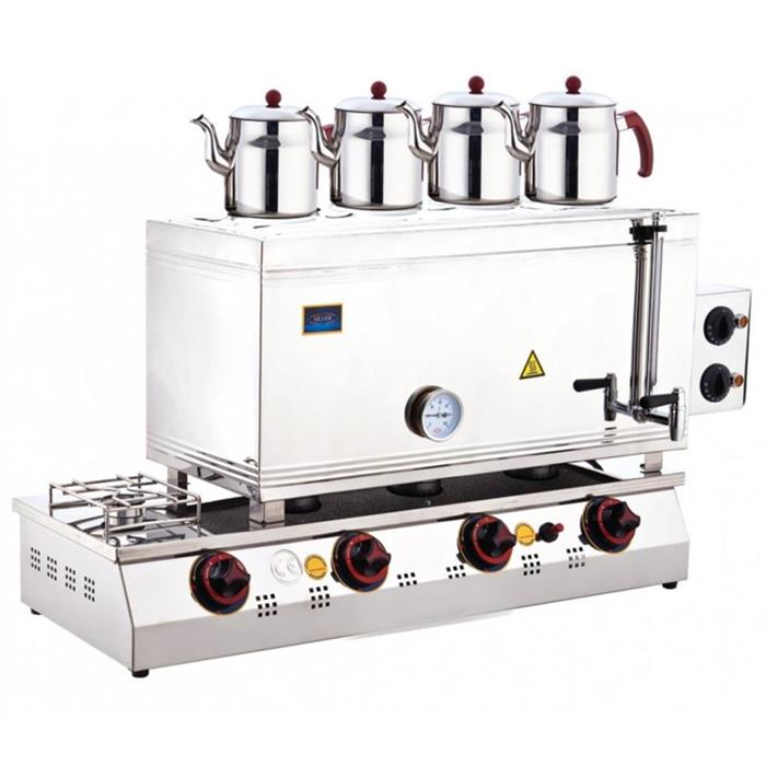 SilverInox 2102 85 Model 4 Demlikli Çift Taban Kaynaklı LPG ve Elektrikli Çay Ocağı