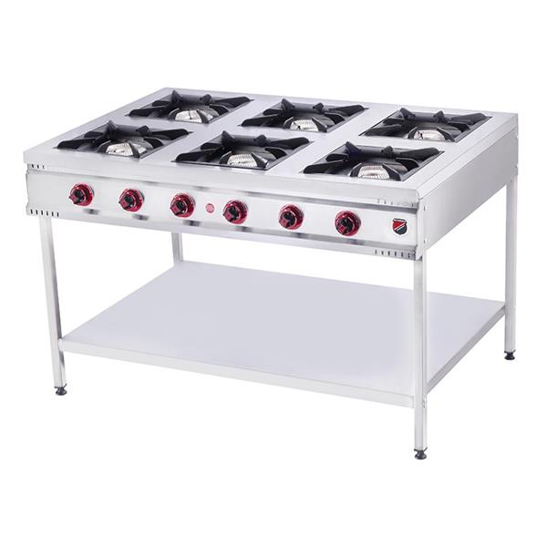 SilverInox TB-6G 6 Gözlü LPGli Taban Raflı Midi Ocak