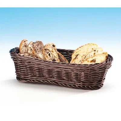 Zicco Jq 2003 Küçük Oval Plastik Ekmek Sepeti Koyu Renk 23x10x6,5 Cm