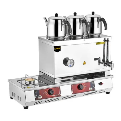 Gast N13 55 Model Üç Demlikli Gazlı CE 33 lt Kahveci Takımlı Çay Kazanı